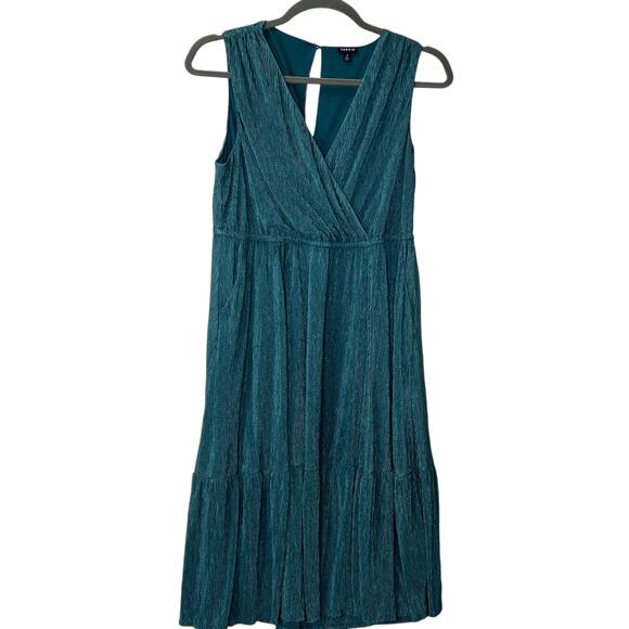 Torrid Crinkle Knit Surplice Midi Skater Dress Pine Green Plus Size Women 2X - Picture 2 of 8
